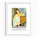 Abstract art print featuring neutral and earth tones, on a white framed canvas, suitable for bedroom or dining room decor.