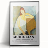 Large abstract wall art featuring mid-century modernist design in muted earth tones on a black framed acrylic print.
