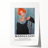 Rolled print of a Modigliani-inspired floral design in muted tones, ideal for art wall dining room.