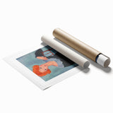 Extra large rolled print of a floral Modigliani design in muted colors, suitable as classy bathroom wall art.