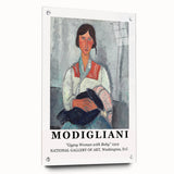 Large abstract wall art on acrylic glass, featuring neutral and earth tones, ideal for modern bedroom or dining room decor.