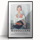 Large abstract wall art featuring a Modigliani-inspired design in muted earth tones on a framed acrylic print.