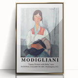 Large art print featuring a Modigliani-inspired portrait in muted earth tones on framed acrylic.