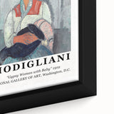 Extra large framed canvas featuring a close-up of a Modigliani-inspired face in black with colorful, textured accents.