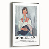 Framed canvas featuring a Modigliani-inspired landscape with vivid colors on a black background.