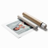 Extra large rolled print of a Modigliani-inspired floral design in muted earth tones.