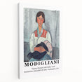 Abstract Modigliani-inspired portrait on stretched canvas with neutral and earth tones, ideal for kitchen wall art.