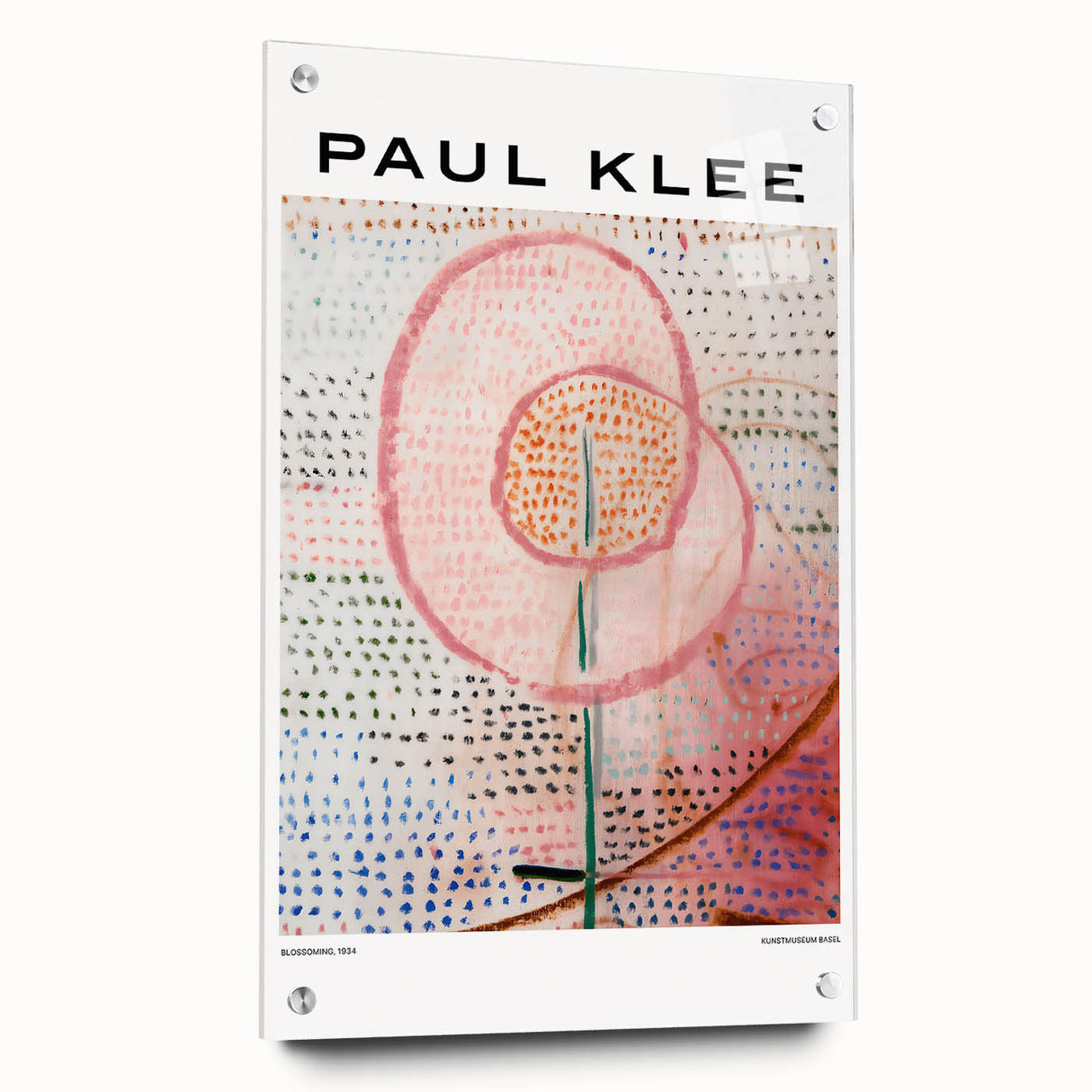 Abstract composition in vibrant primary colors on acrylic glass, suitable for modern bedroom or dining room decor.