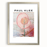 Textured abstract art print by Paul Klee in muted colors on framed canvas, ideal for bedroom art.