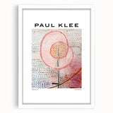 Abstract art print featuring geometric shapes in muted tones on a white framed canvas.