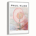 Extra large framed canvas featuring a vintage Paul Klee design with colorful abstract shapes on a black background.