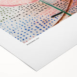 Art Deco poster featuring geometric shapes and neutral tones on rolled canvas, suitable for dining room or bathroom wall art.