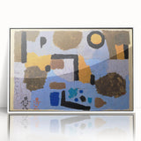 Acrylic print of a Paul Klee-inspired modern art piece with abstract shapes, ideal for nursery wall art.
