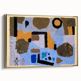 Framed canvas featuring a vintage landscape painting by Paul Klee in muted gold and black, ideal for bedroom wall art.