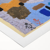 Art deco poster featuring geometric shapes in muted beige and brown on rolled canvas, suited for dining room walls.