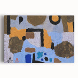 Black and white abstract design by Paul Klee on stretched canvas, ideal for kitchen wall art.