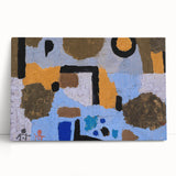 Black and white abstract design by Paul Klee on a stretched canvas, ideal for kitchen wall art.