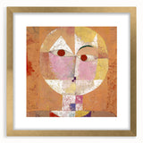 Extra large abstract art print featuring textured patterns in earth tones on a gold-framed canvas.