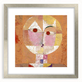 Textured abstract art print in cool gray and blue tones on a silver-framed canvas, suitable for modern bedroom ambiance.