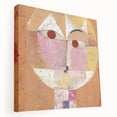 Abstract Paul Klee design on large stretched canvas with geometric shapes in muted colors, ideal for kitchen wall art.