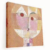Abstract Paul Klee design on large stretched canvas with geometric shapes in muted colors, ideal for kitchen wall art.