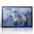 Large abstract wall art by Paul Klee in mid-century modernist style, featuring geometric shapes in muted colors.