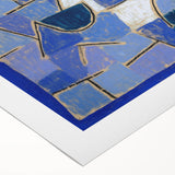 Art Deco poster featuring geometric shapes in muted beige and brown on rolled canvas, suitable for dining room decor.