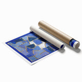 Extra large rolled print featuring abstract floral patterns in muted earth tones.