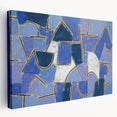 Abstract Paul Klee-inspired artwork in muted earth tones on a large stretched canvas, suitable for kitchen wall art.
