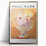 Mid-century modernist art by Paul Klee, featuring abstract shapes in muted colors on a large framed acrylic print.