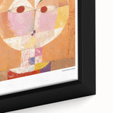 Extra large framed canvas featuring a black textured background with colorful, abstract designs by Paul Klee.