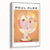 Vintage poster art by Paul Klee, featuring colorful abstract designs on a large framed canvas.