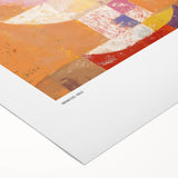 Art deco poster featuring geometric shapes in muted gold and black on rolled canvas, suitable for dining room walls.