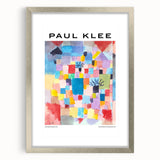 Textured abstract art print featuring geometric shapes in muted tones on a silver-framed canvas, ideal for bedroom art.