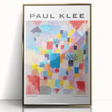 Mid-century modernist art by Paul Klee, featuring abstract shapes in muted colors, framed acrylic print.