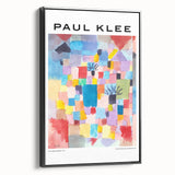 Black and white framed canvas featuring a vintage Paul Klee landscape, ideal for bedroom wall art.
