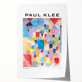 Paul Klee-inspired abstract floral design on rolled print, featuring muted earth tones.