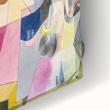 Mid-century modernist art featuring abstract design in muted tones on acrylic glass, ideal for dining room ambiance.