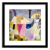 Extra large abstract art print featuring a colorful, textured design on a black framed canvas.