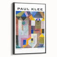 Black and white framed canvas featuring a minimalist Paul Klee landscape, ideal for bedroom wall decor.
