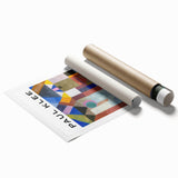 Extra large rolled print of a Paul Klee-inspired abstract floral design in muted earth tones.