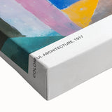 Black and white landscape painting on stretched canvas, featuring abstract forms, ideal for bedroom wall art.