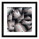 Extra large abstract art print featuring colorful, textured designs by Paul Klee, in a black frame with mat.