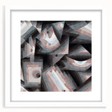 Abstract art print by Paul Klee featuring geometric shapes in muted colors, framed with a white mat.