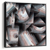 Black and white framed canvas featuring a vintage poster-style landscape painting, ideal for bedroom decor.