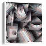 Vintage poster art by Paul Klee featuring colorful abstract patterns on a large framed canvas, ideal for living room decor.