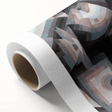 Art Deco style poster featuring geometric shapes in muted tones on rolled canvas, ideal for nursery wall art.