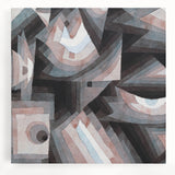 Abstract black and white painting by Paul Klee on stretched canvas, suitable for kitchen wall art.