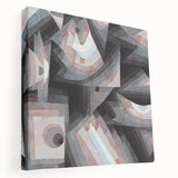 Paul Klee-inspired abstract art on stretched canvas, featuring geometric shapes in muted colors.
