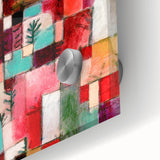 Large abstract wall art by Paul Klee in mid-century modernist style, featuring muted colors on acrylic glass.